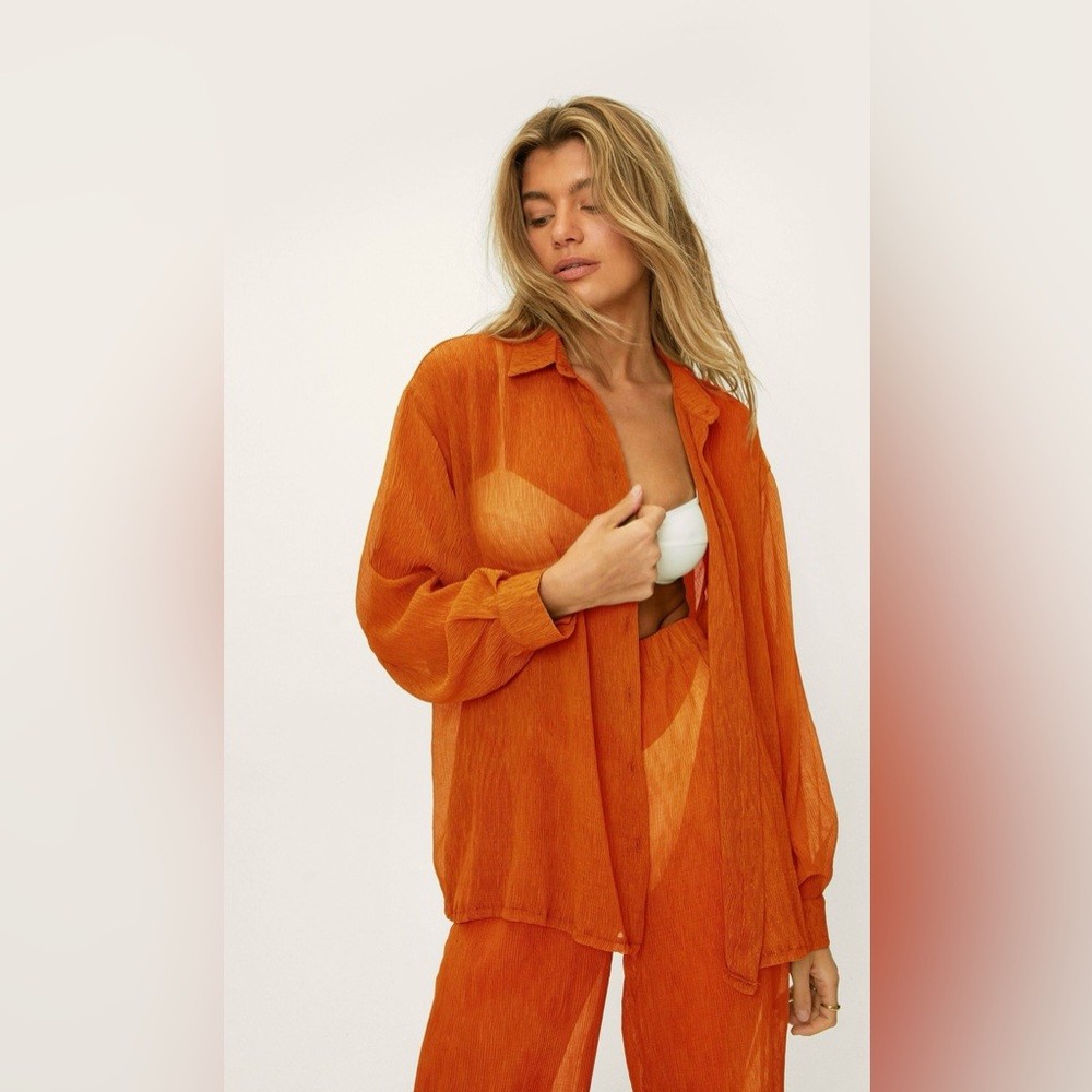 NWOT Nasty Gal Plisse Matching Set Beach Cover Up Size 4